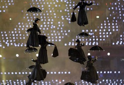 Actors dressed as Mary Poppins were performing during the London 2012 Opening Ceremony.